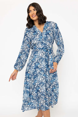 Carraig Donn Navy Floral Print Sinead Midi Dress