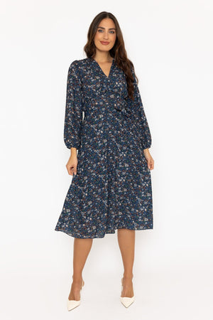 Navy Floral Print Sinead Midi Dress