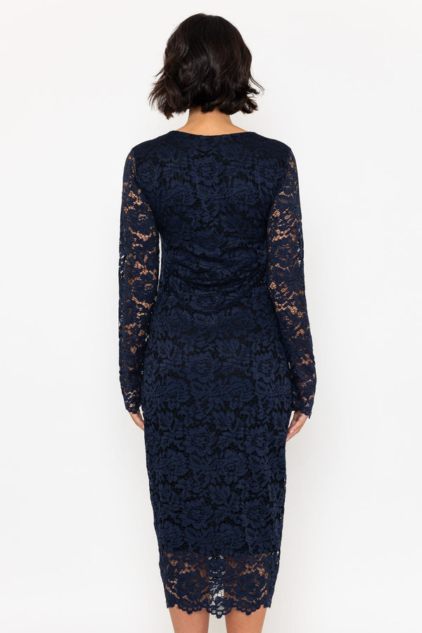 Carraig Donn Navy Lace Long Sleeve Midi Dress