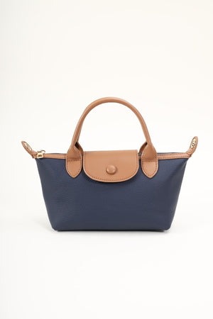 Navy Mini Leather Shopper