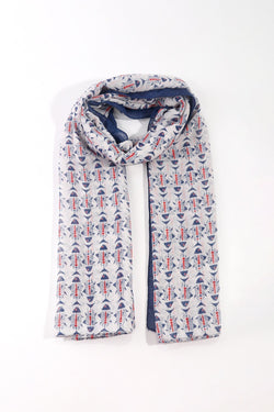 Carraig Donn Navy Nautical Print Scarf