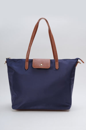 Navy Nylon Weekender Tote Bag