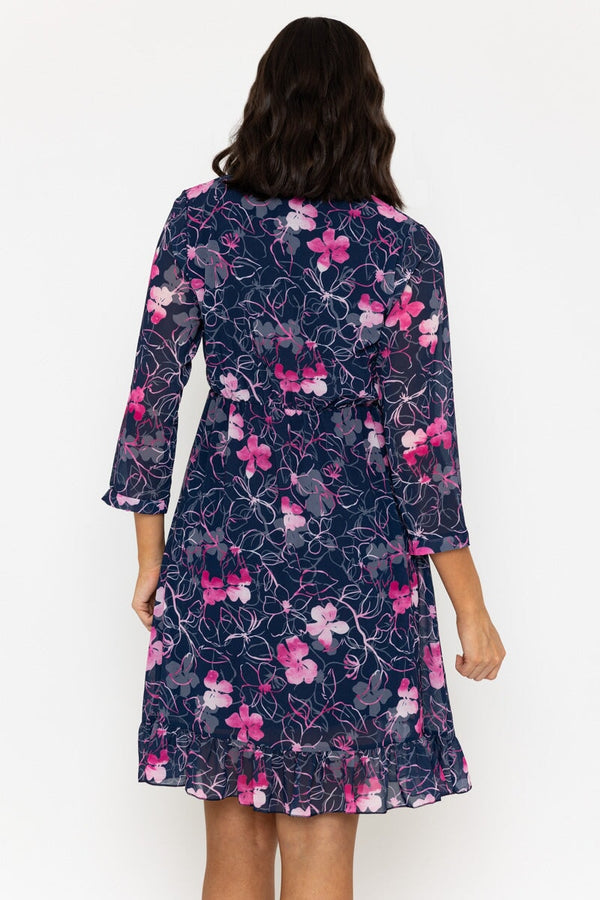 Carraig Donn Navy & Pink Roisin Knee Length Dress