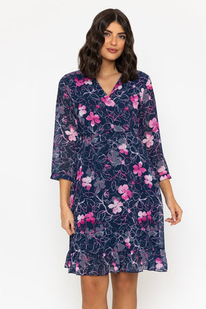 Navy & Pink Roisin Knee Length Dress