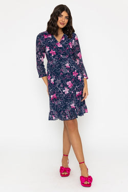 Carraig Donn Navy & Pink Roisin Knee Length Dress