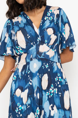 Carraig Donn Navy Print Short Sleeve Cliodhna Midi Dress