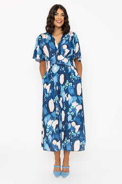 Carraig Donn Navy Print Short Sleeve Cliodhna Midi Dress