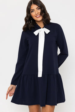 Carraig Donn Navy Pussybow Mini Dress