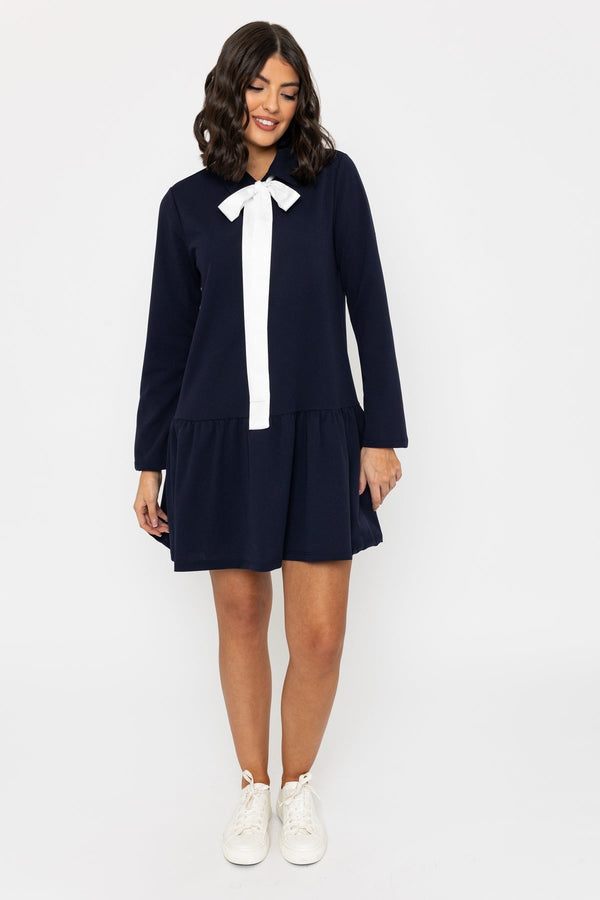 Carraig Donn Navy Pussybow Mini Dress