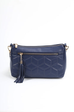 Carraig Donn Navy Quilted Printed Strap Crossbody Bag