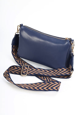 Carraig Donn Navy Quilted Printed Strap Crossbody Bag