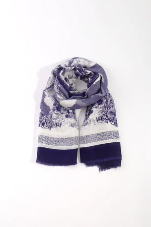 Navy Tonal Print Scarf