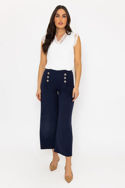 Carraig Donn Navy Wide Leg Scuba Trousers