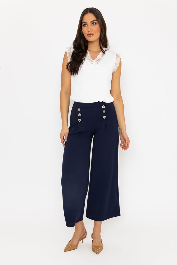 Carraig Donn Navy Wide Leg Scuba Trousers