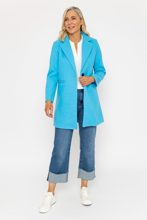 Carraig Donn One Button Coat in Blue