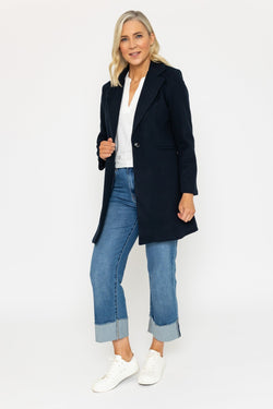 Carraig Donn One Button Coat in Navy