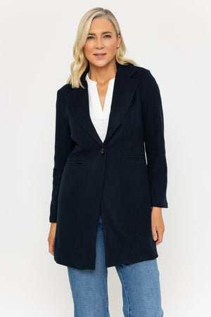 One Button Coat in Navy