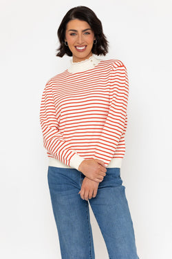 Carraig Donn Orange Stripe Cashmere Blend Turtleneck