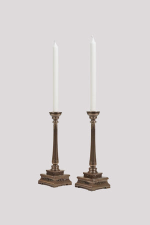 Oriental Candle Holder Set Of 2 in Bronze