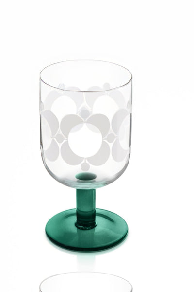 Carraig Donn Orla Kiely Atomic Flower Wine Glasses Green Set of 4