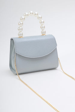 Carraig Donn Pearl Top Handle Clutch Bag in Blue