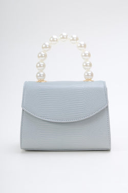 Carraig Donn Pearl Top Handle Clutch Bag in Blue