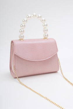 Carraig Donn Pearl Top Handle Clutch Bag in Pink