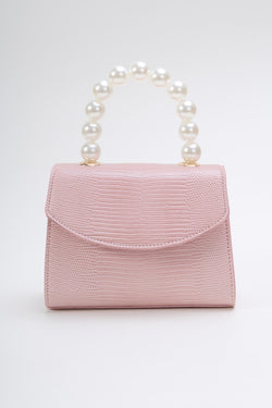 Carraig Donn Pearl Top Handle Clutch Bag in Pink