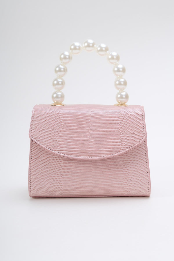 Carraig Donn Pearl Top Handle Clutch Bag in Pink