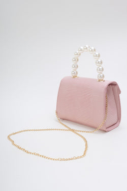 Carraig Donn Pearl Top Handle Clutch Bag in Pink