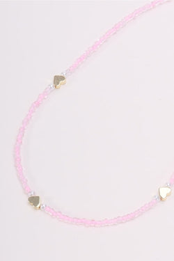 Carraig Donn Pink Beaded Heart Necklace