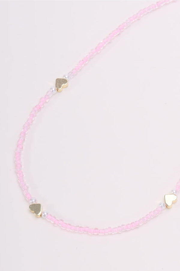 Carraig Donn Pink Beaded Heart Necklace