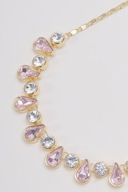 Carraig Donn Pink & Clear Stone Gold Necklace