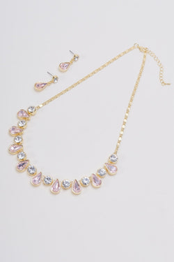 Carraig Donn Pink & Clear Stone Gold Necklace