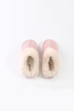 Carraig Donn Pink Faux Suede Mule Slippers