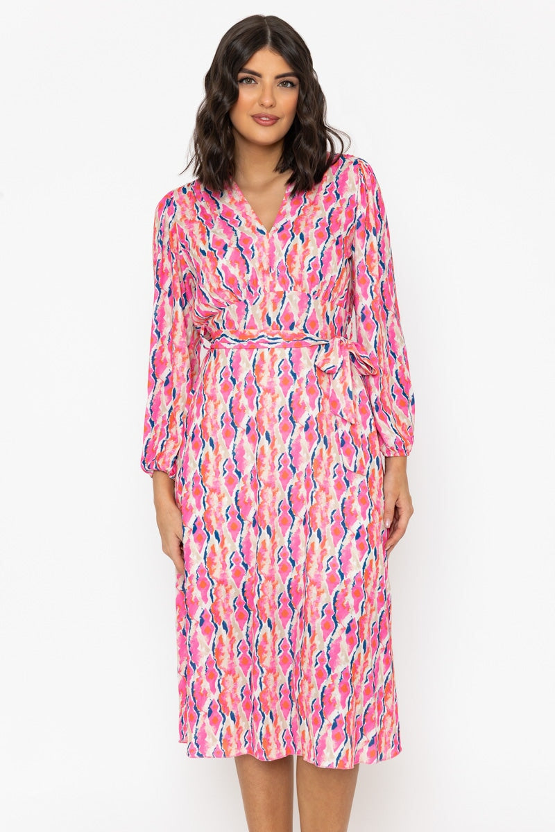 Pink Floral Print Sinead Midi Dress