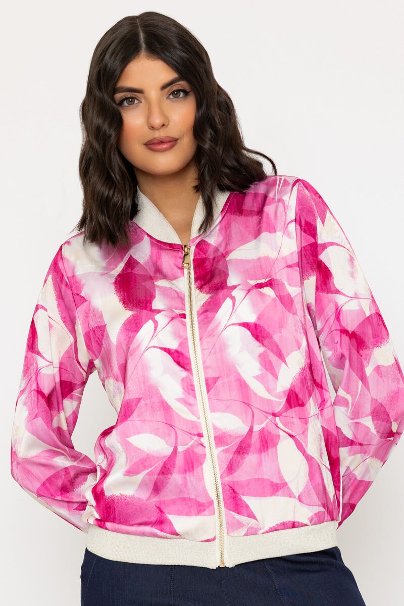 Pink Printed Bomber Jacket