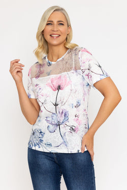 Carraig Donn Pink Printed Top With Lace