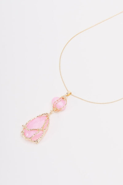 Carraig Donn Pink Stone Drop Pendant Necklace