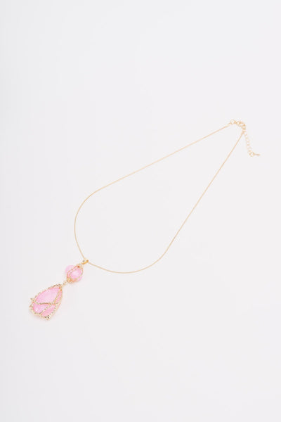 Carraig Donn Pink Stone Drop Pendant Necklace