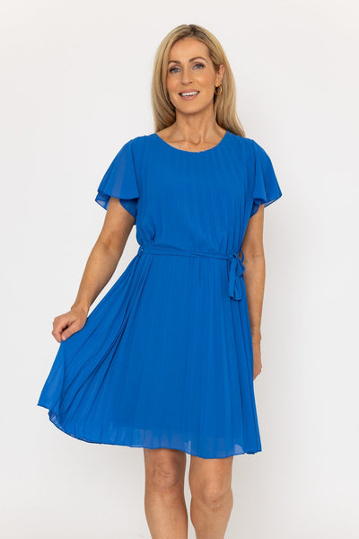 Carraig Donn Plain Blue Pleated Dress