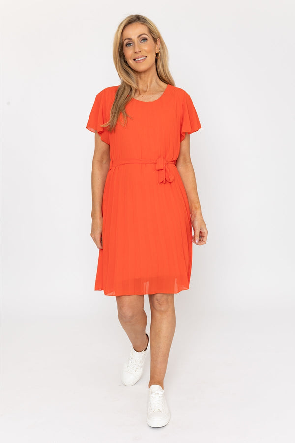 Carraig Donn Plain Orange Pleated Dress