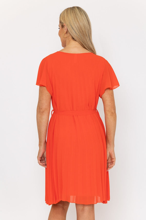 Carraig Donn Plain Orange Pleated Dress