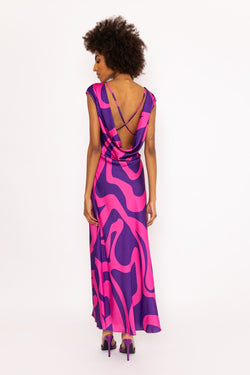 Carraig Donn Purple Printed Vanessa Midi Dress