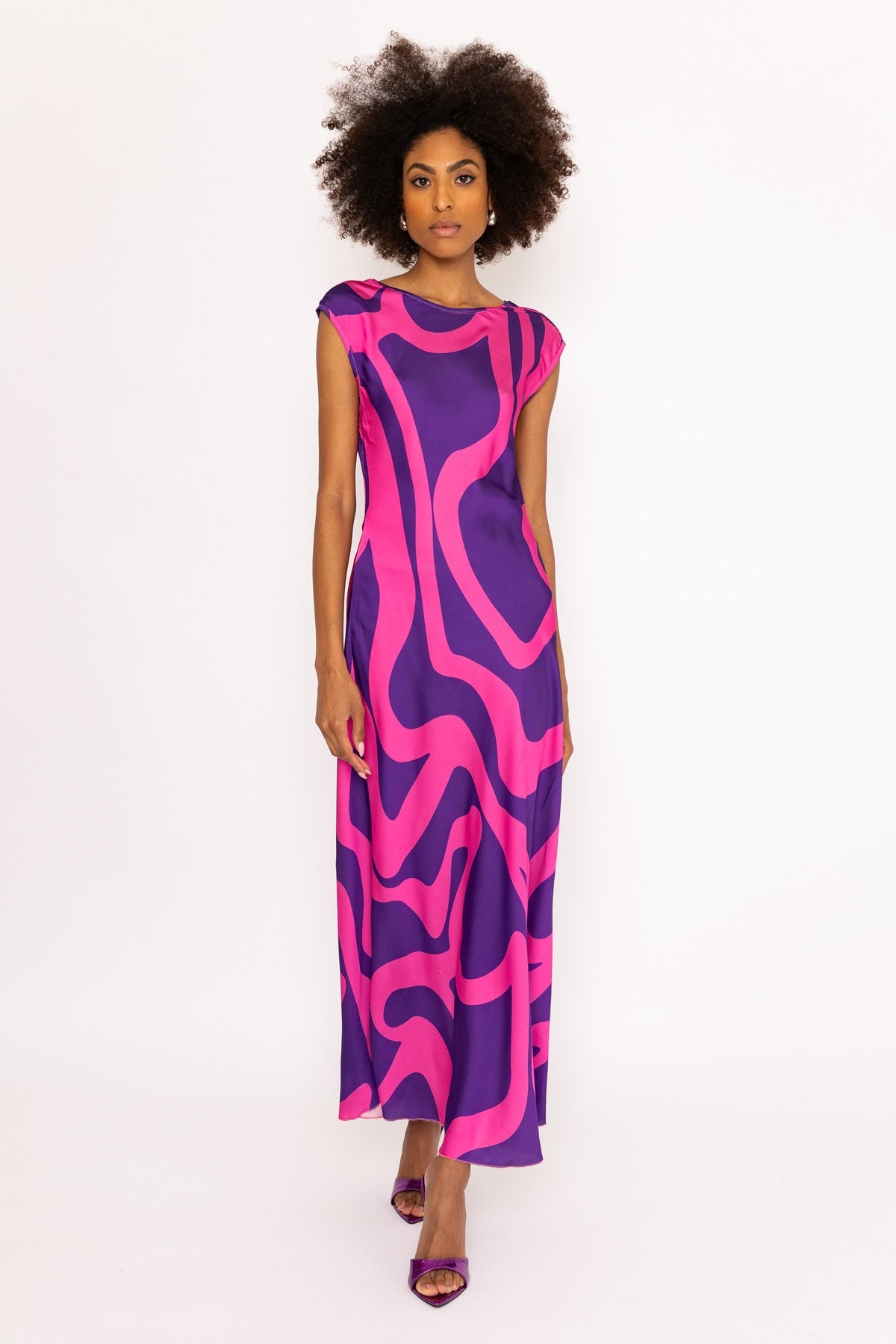 Purple Printed Vanessa Midi Dress