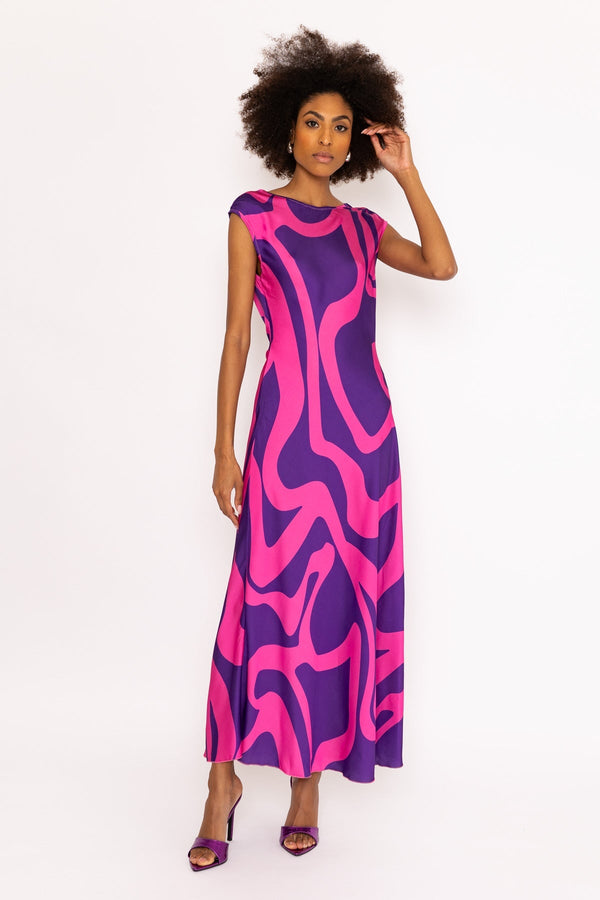 Carraig Donn Purple Printed Vanessa Midi Dress