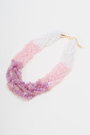 Purple Twisted Layered Beaded Necklace