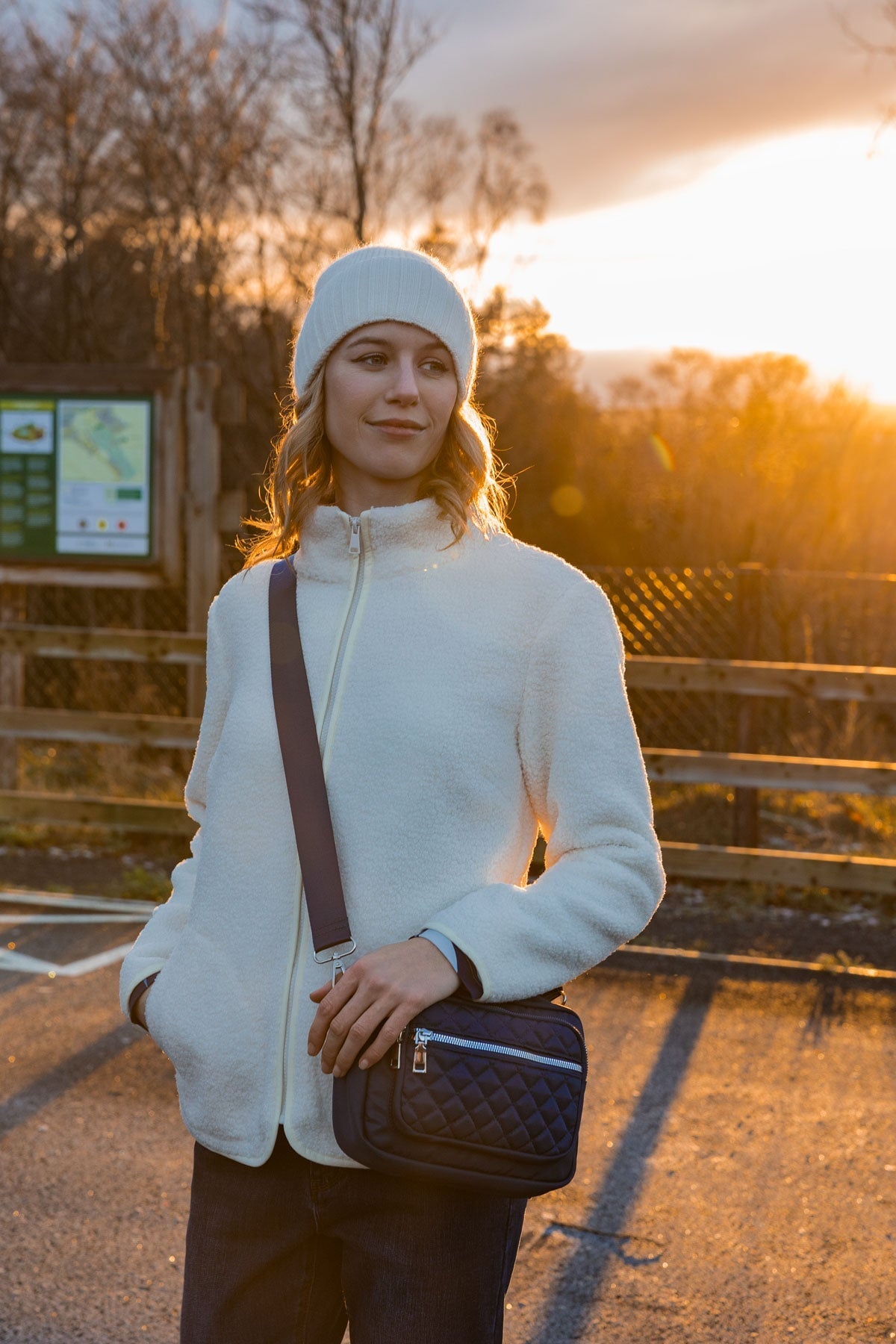 Quilted Front Camera Bag in Navy Womens Bags Carraig Donn