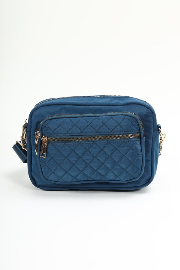 Carraig Donn Quilted Front Nylon Camera Bag in Teal Blue