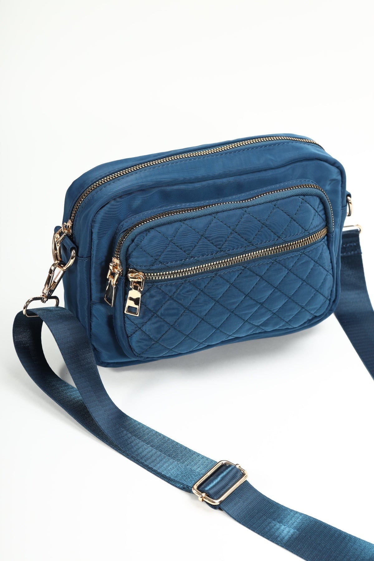 Quilted Front Nylon Camera Bag in Teal Blue Ladies Bags Carraig Donn